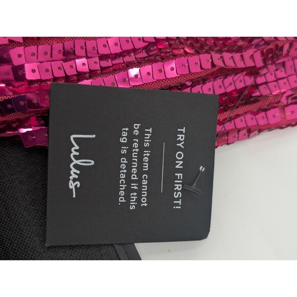 Lulus Glowing Sensation Magenta Sequin Mini Bodycon Open Back Dress Size Small - Picture 6 of 11